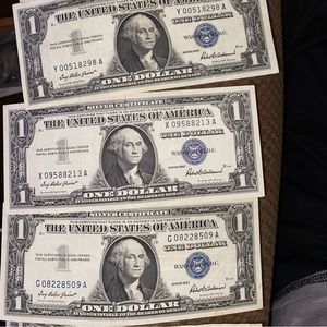 1957 Silver $1 Dollar Certificates (7) of them
